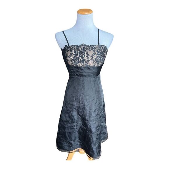 Ann Taylor Dresses & Skirts - Womens Ann Taylor Petites Black Onyx Lace Strapless Overlay Vintage Chic Dress 0